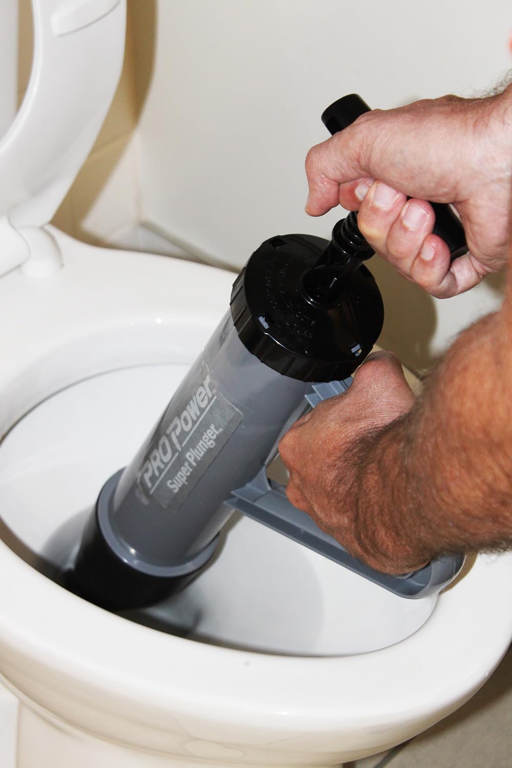 PRO Power Super Plunger - High Pressure Plunger Utilizing Water Pressure to Clear Clogs - Toilet Plunger Storage
