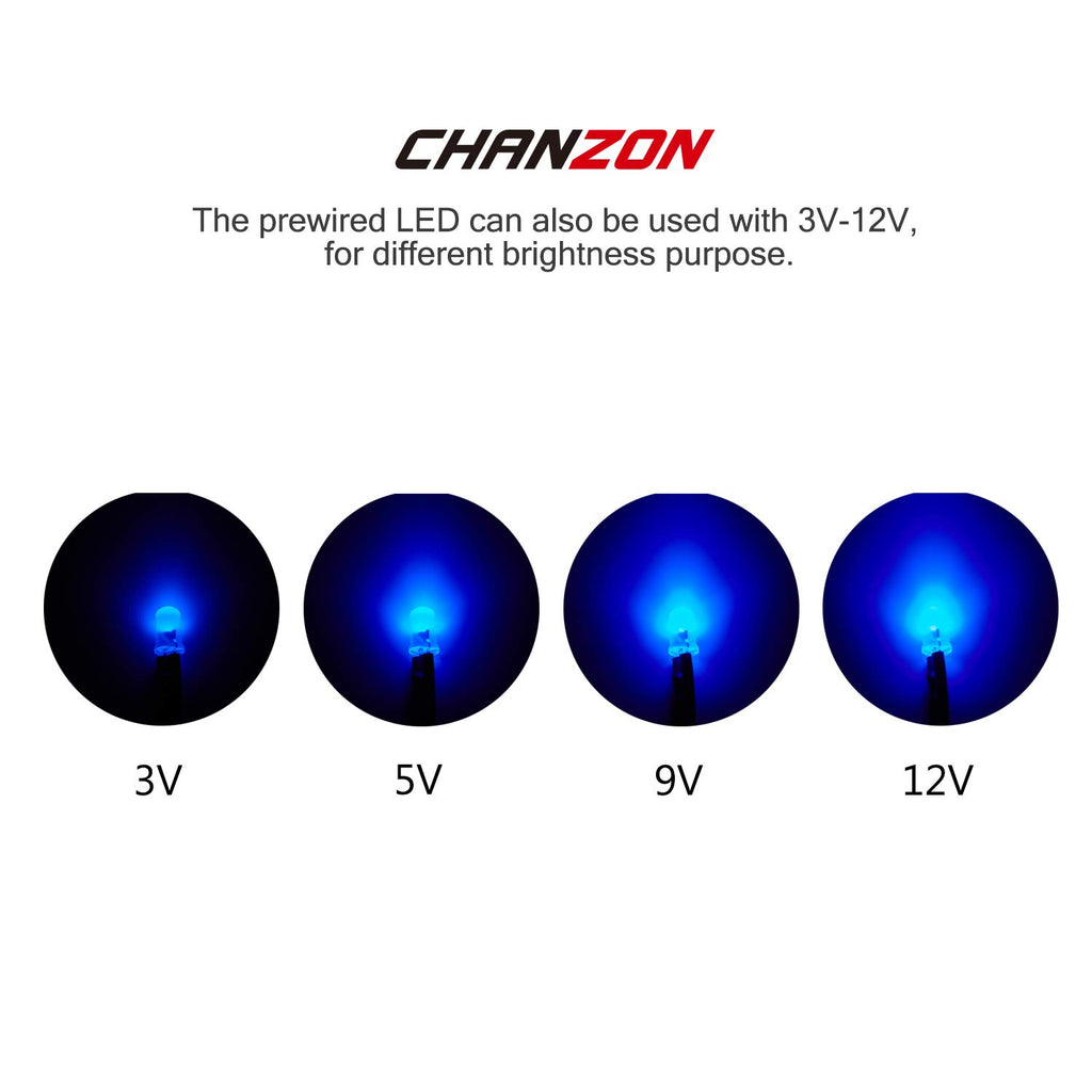 CHANZON 5 pcs 8mm Panel Mount + 5mm LED Colored Blue Pilot Diode Light 12V