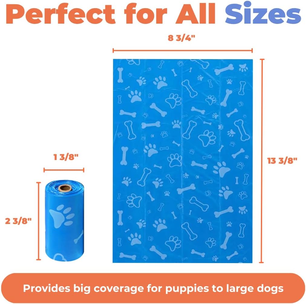 Dog Poop Bags for Waste Refuse Cleanup, Doggy Roll Replacements for Outdoor Puppy Walking and Travel, Leak Proof and