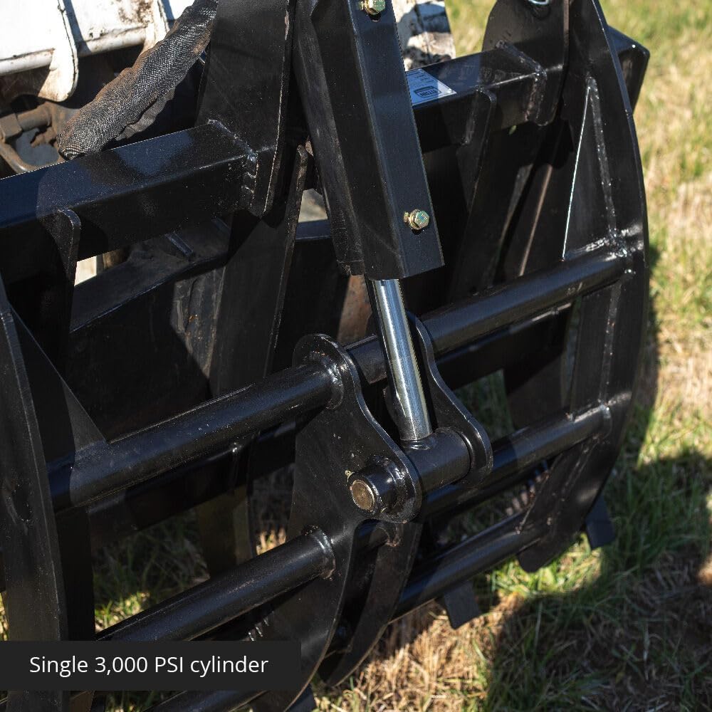 Skid Steer 48" Light-Duty Single Cylinder Root Grapple Rake, Economy Series