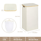 Laundry Hamper with Lid,110L Laundry Basket with Mesh Bags,Beige