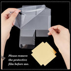 30 Pcs Clear Gift Boxes, 2.4x2.4x2.4 Inch Folding PVC Favor Boxes with Gold Paper Card Base for Wedding Birthday