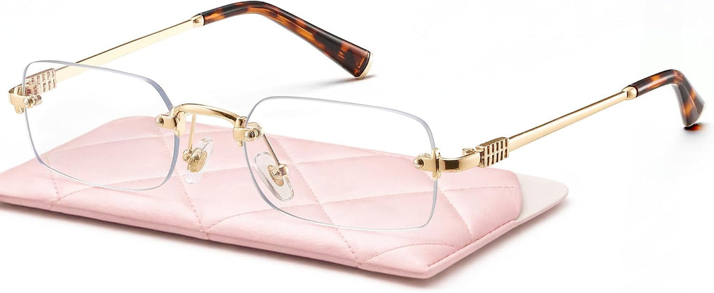 Blue Light Blocking Glasses for Women and Men, Lightweight Metal Frame Computer Glasses, Anti Eye Strain, UV Protection