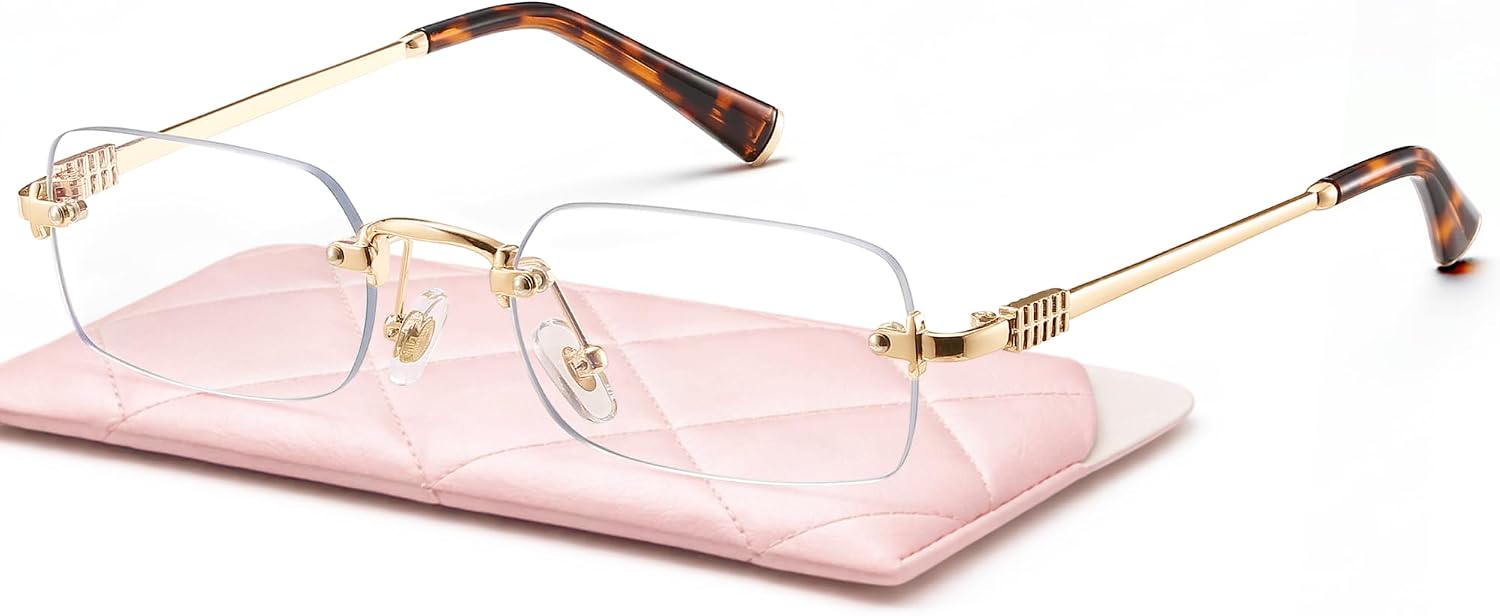 Blue Light Blocking Glasses for Women and Men, Lightweight Metal Frame Computer Glasses, Anti Eye Strain, UV Protection