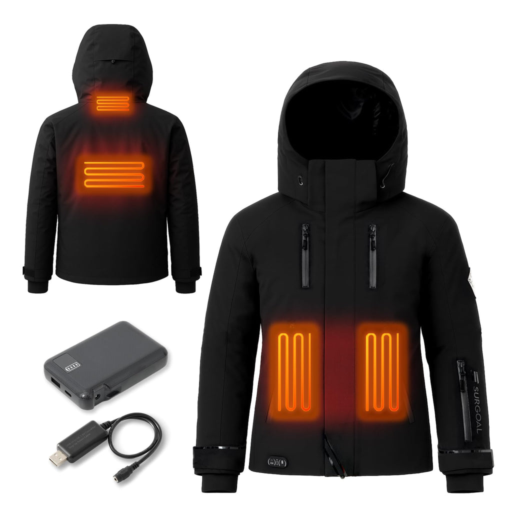 Heated Jacket for Men with 7.4V Battery, Waterproof Ski Shell