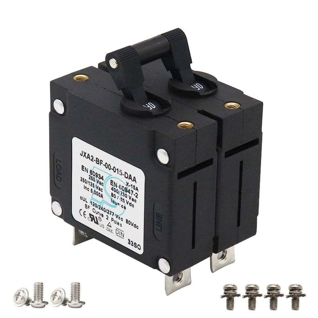 T Tocas 15A Amp Toggle Double Pole Circuit Breakers CE/CCC/UL-Certified