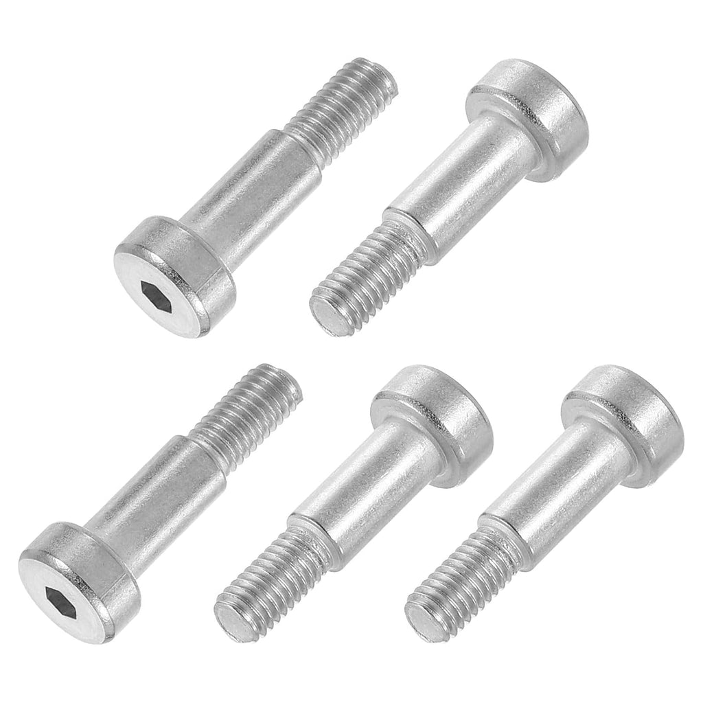 UXCELL 6Pcs Stainless Steel Shoulder Bolt - 6mm Dia, 12mm Length, M5 Thread, Hex Socket for Textile, Hydraulic, Injection Molding Machinery
