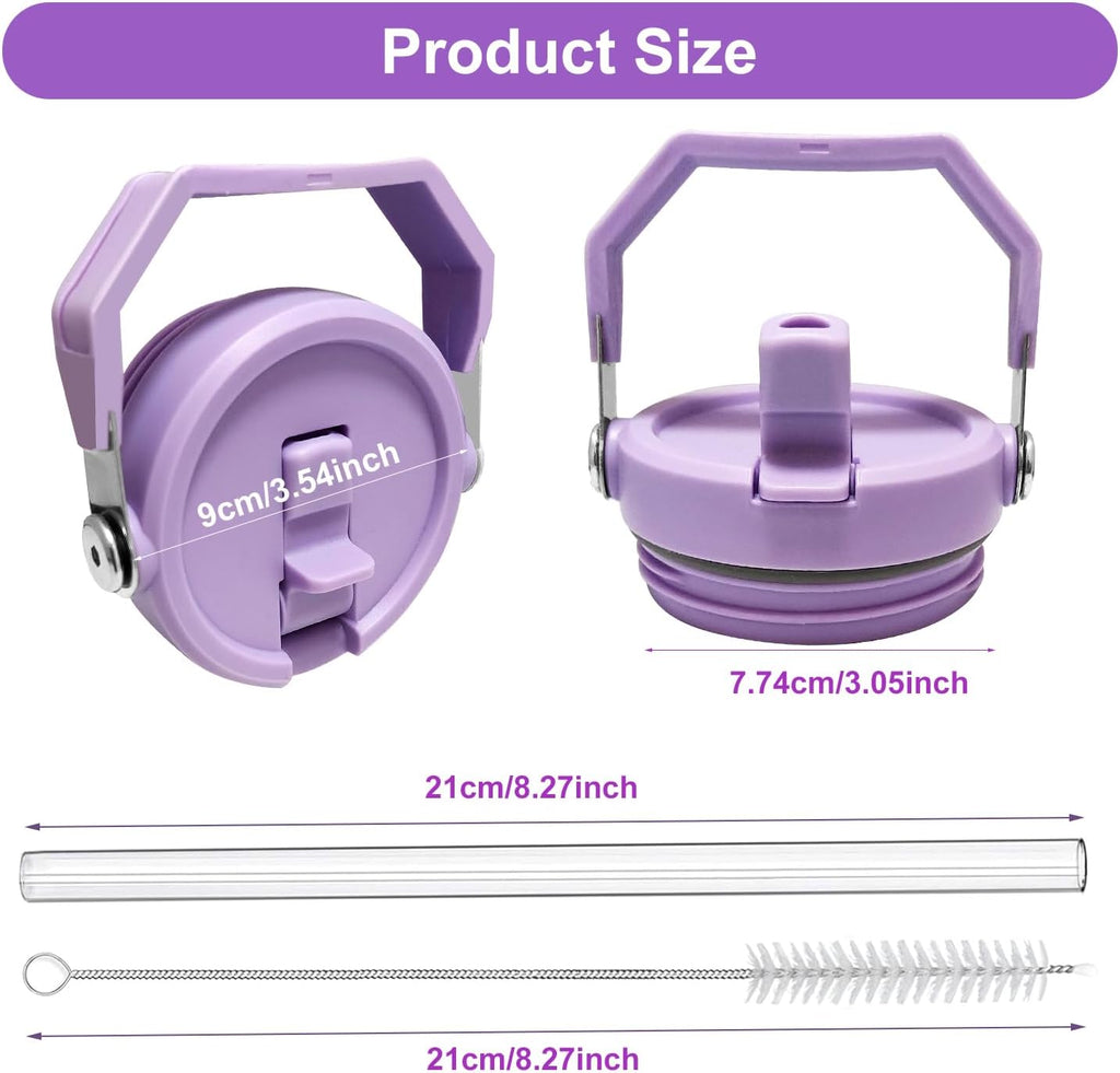 2-Pack Replacement Flip Straw Lids for Stanley IceFlow Tumbler 30oz and 20oz, Spill-Proof Cap with 2 Reusable Straws