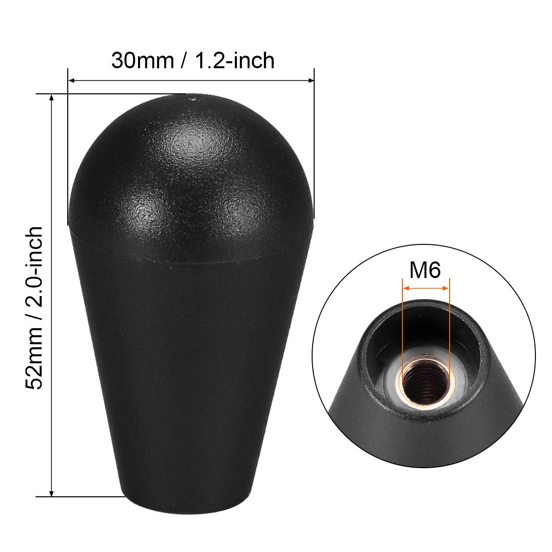 Ellipse Oval Joystick Head Rocker Ball Top Handle Arcade Game DIY Parts Replacement Black 2Pcs