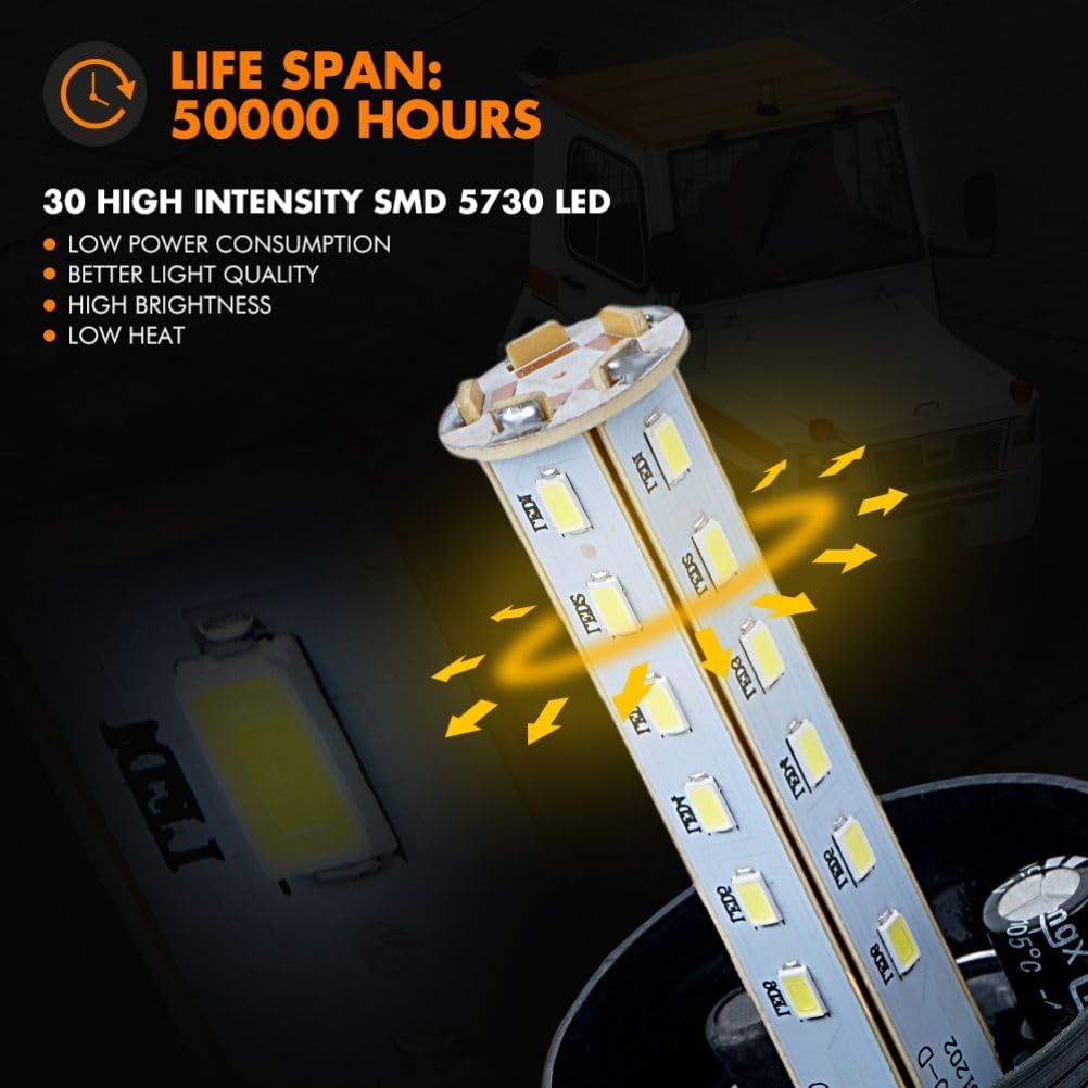 30 LED Amber Beacon Lights for 10-110V for Forklift ATV Tractor Golf Cart UTV Truck Bus