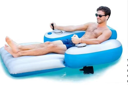 Motorized Pool Float Inflatable Lounger Chair with Dual Propellers Electric Motor Water Lake Raft Inflatables