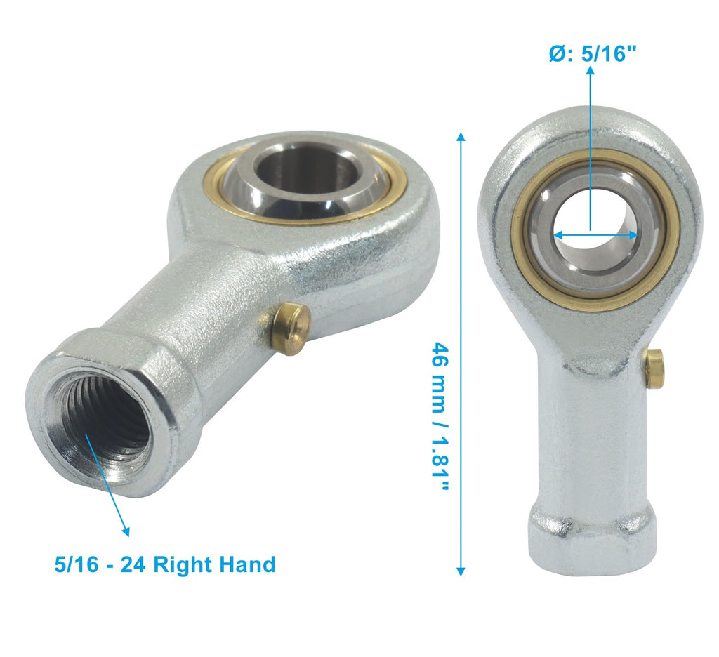 Moicstiy 2pcs, 5/16" Bore, 5/16-24 RH Thread, PHSB5 Rod End Bearing