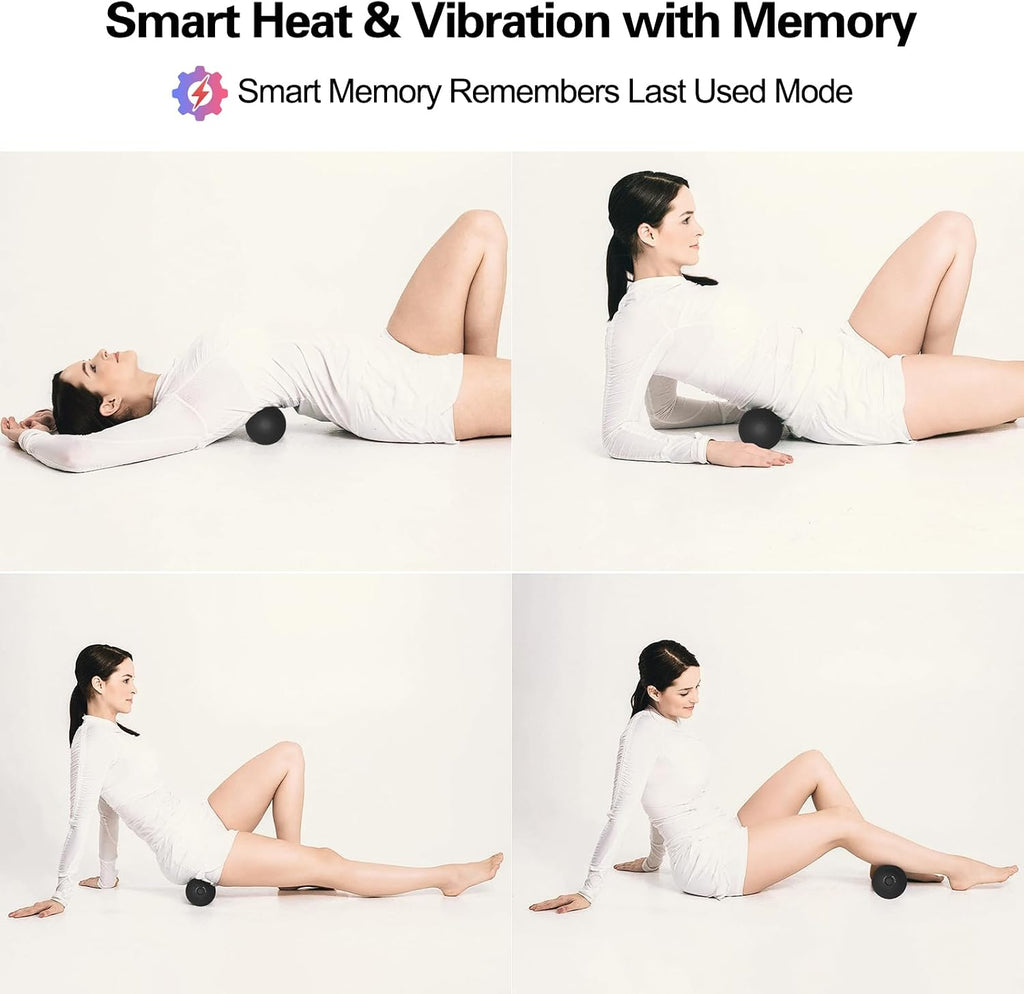 Vibrating Massage Ball with Heat, 7 Modes, Memory, Myofascial Release, Deep Tissue Muscle Recovery Ball for Trigger