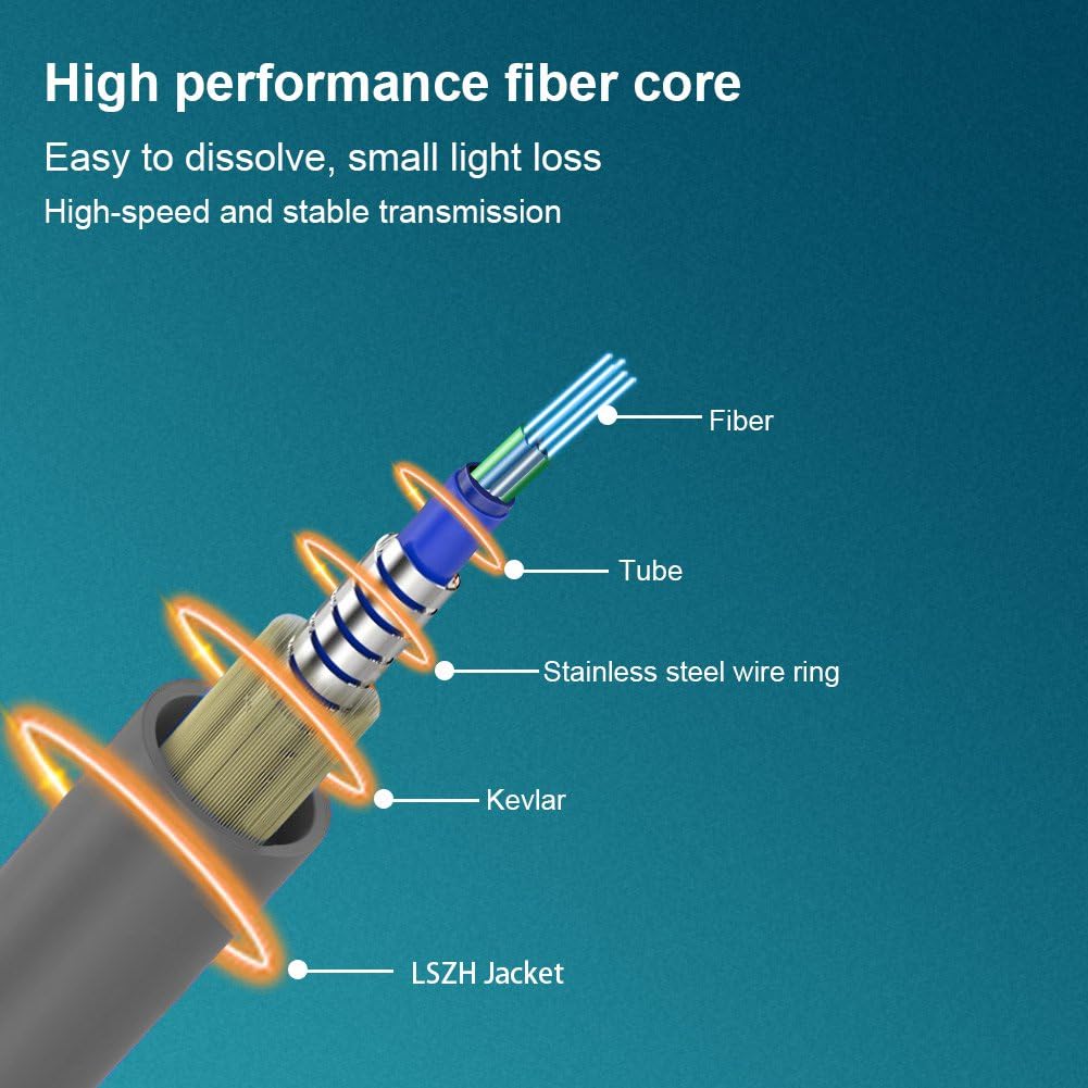 50M 6 Core LC LC Outdoor Armored Single Mode Fiber Patch Cable