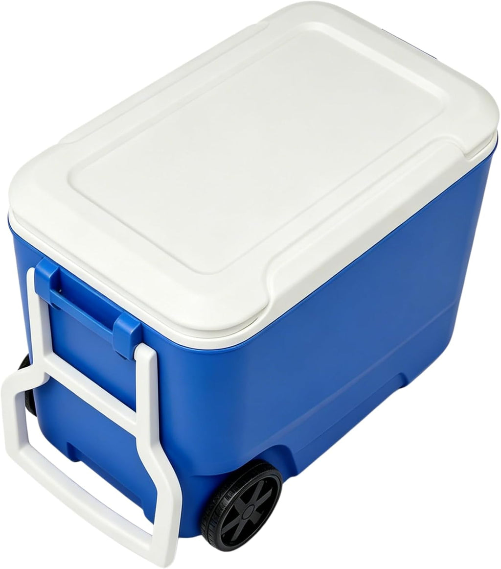 38 Quart Hard Sided Insulated Ice Chests, with Wheels and Handle, Portable Camping Cooler Box, Suitable for Picnics