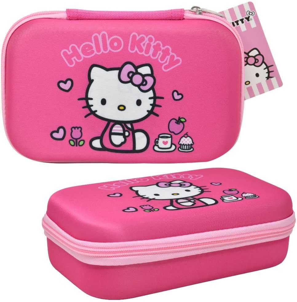 Hello Kitty Pencil Case - Pink EVA Hard Shell Organizer for School Supplies, 8.5x5x2.5 Inches