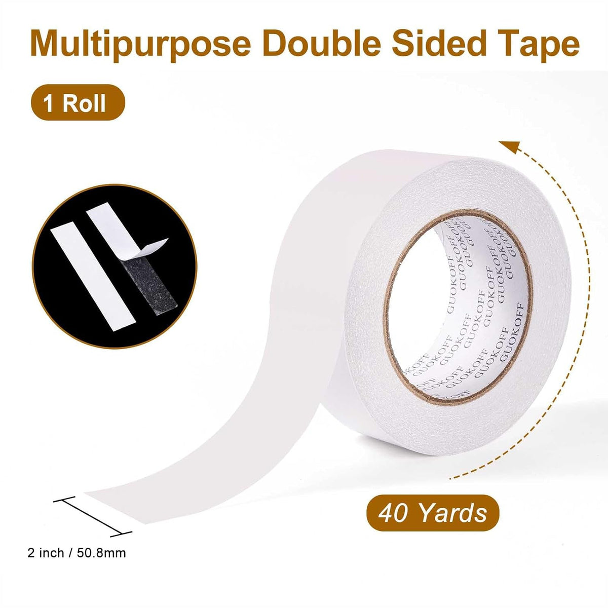 Double Sided Tape 2 Inch x 40 Yards x 1 Roll