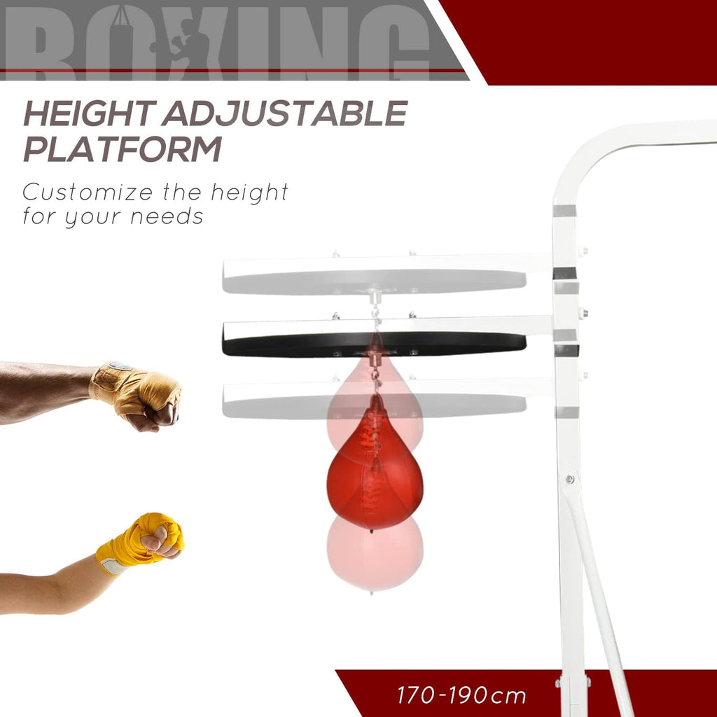 2-in-1 Boxing Training Stand: Heavy Bag & Speedbag Set, Adjustable Height & Weighted Base for Home Gym