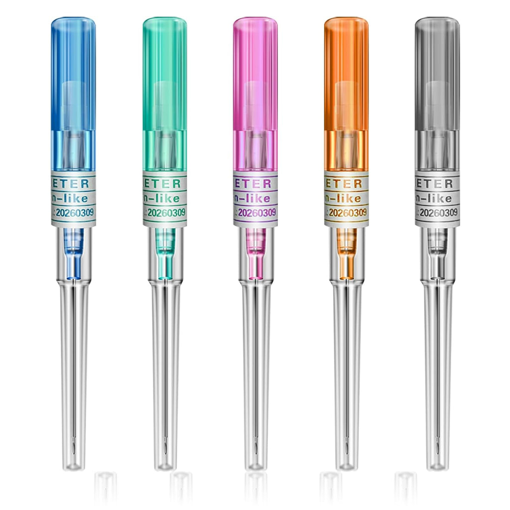Catheter Piercing Needles - 50 Pcs 14G, 16G, 18G, 20G, 22G IV Catheter Piercing Needles for Ear Nose Lip Tongue Belly