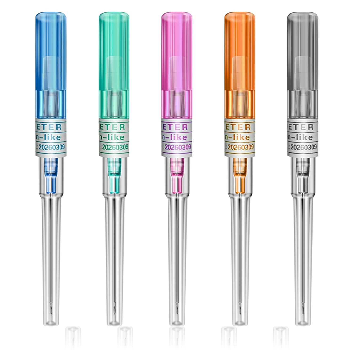 Catheter Piercing Needles - 50 Pcs 14G, 16G, 18G, 20G, 22G IV Catheter Piercing Needles for Ear Nose Lip Tongue Belly