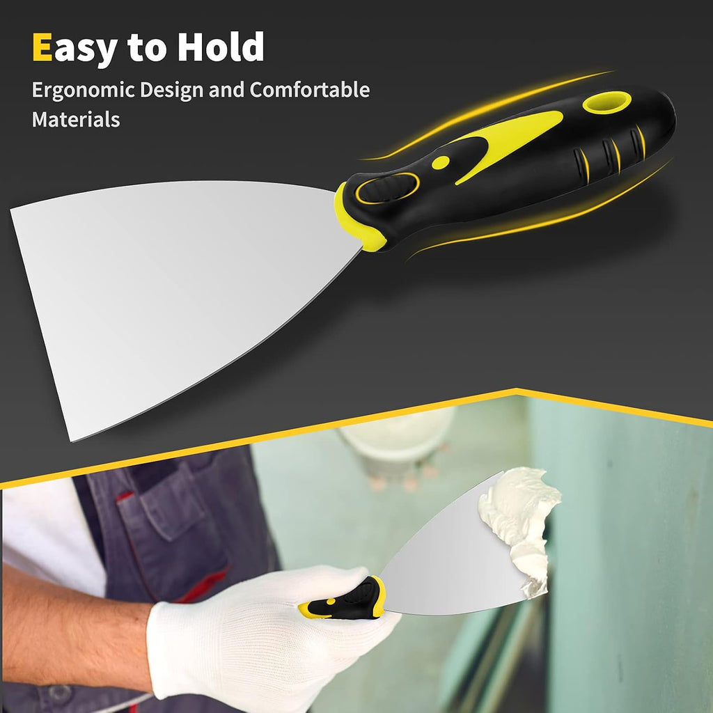 Putty Knife, 4Pcs Spackle Knife Set (2, 3, 4, 5 in), Stainless Steel Paint Scraper, Taping Knife Tool for Repairing