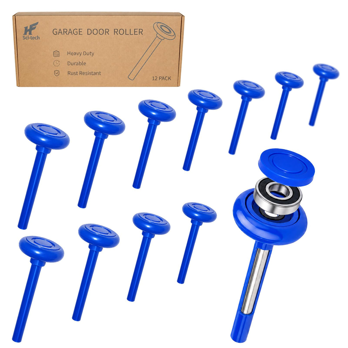 Garage Door Rollers 12 Pack, Quiet 2" Nylon Replacement Wheels for 2" Track