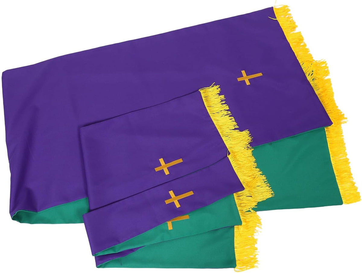 Reversible Church Parament Set for Pulpit and Altar, Green Cloth