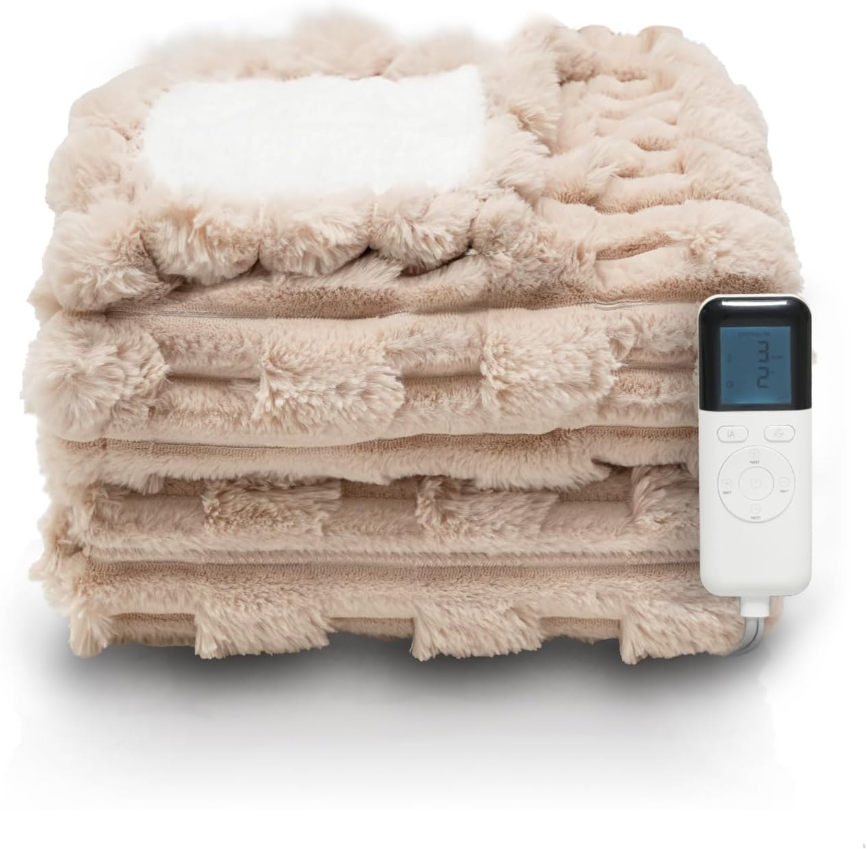 Heated Electric Blanket Throw Size Faux Fur & Sherpa 50" x 60" Soft Heating Blanket with 6 Heating Levels & 1-8 Hours