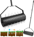 18-inch Rolling Lawn Aerator Tool, Handle Spike Aerator, Manual Rolling Aerator Lawn