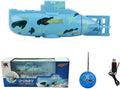 Mini RC Submarine Waterproof Remote Control Boat Underwater Diving Fish Tank Toy for Kids Birthday Gift（Blue）