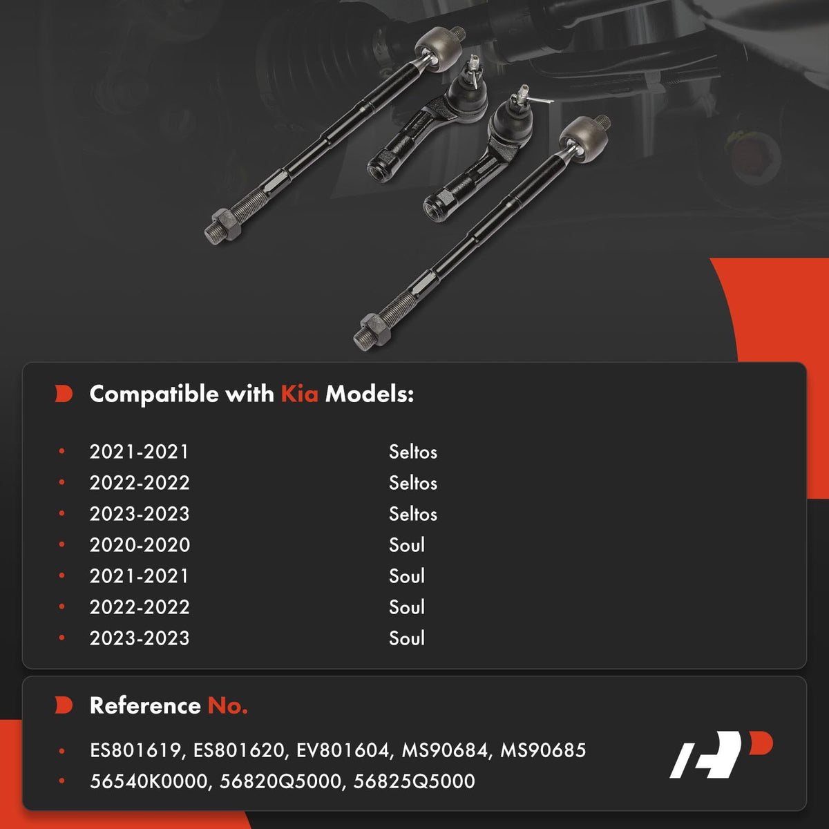 A-Premium Front Inner Outer Tie Rod End Kit, Compatible with Kia