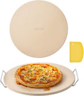 Pizza Stone, 16 in Round Pizza Stone, 0.67" Thick Extra Large Baking-Stone with Rack Stand, 1450℉ Heat-Resistant