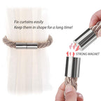 2 Pack Strong Magnetic Curtain Tiebacks Modern Simple Style Drape Tie Backs Convenient Decorative Weave Rope Curtain