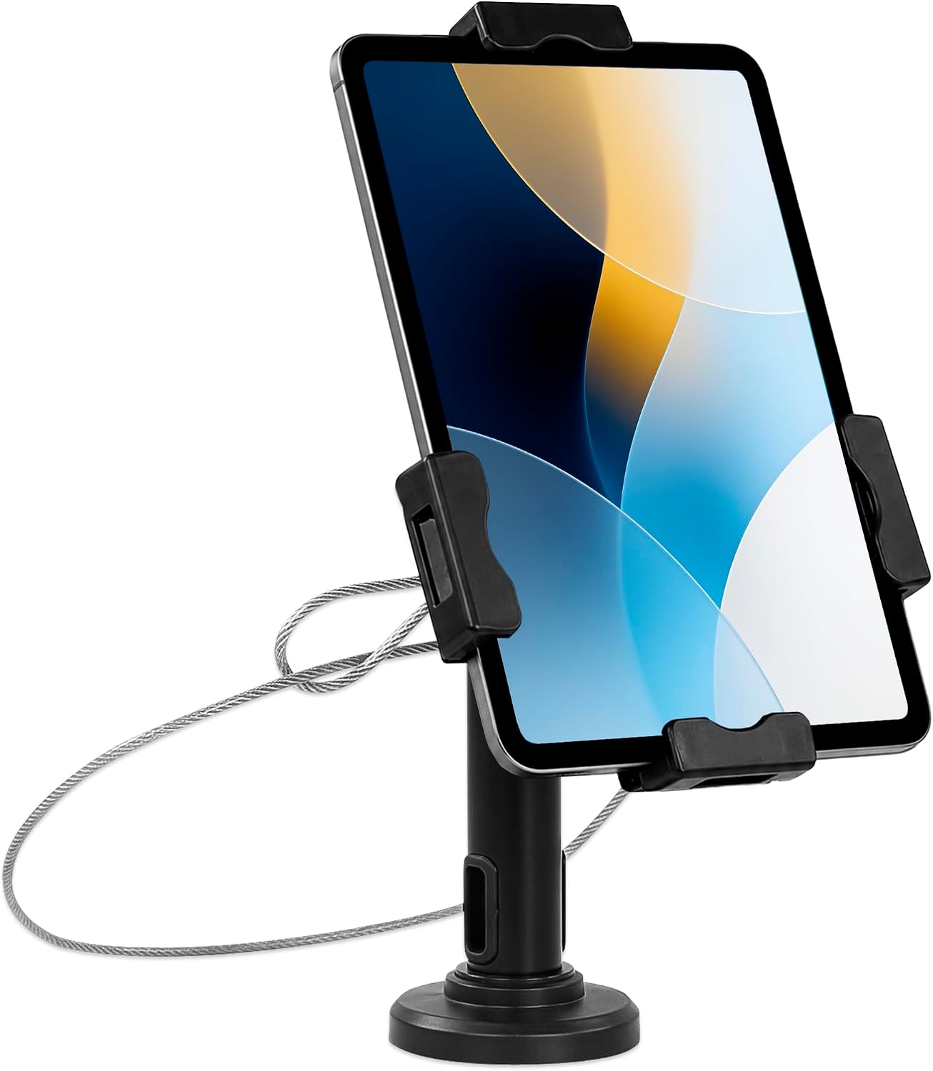 Universal Tablet POS Kiosk Stand with Cable Lock & Wall Mount Bracket, Adjustable Clamp for 7.9"–11" Tablets (Fits