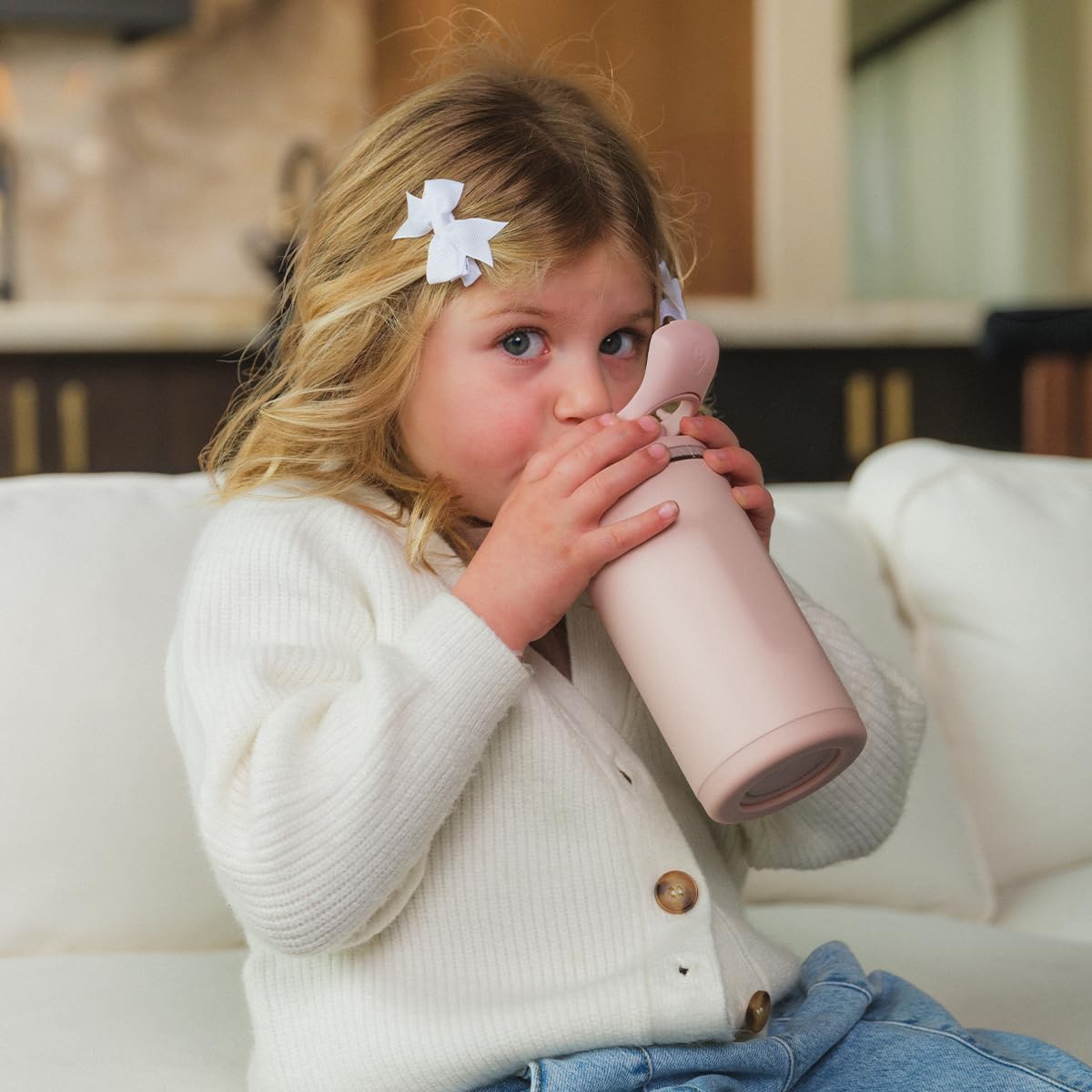 Ease2o 14oz Kids Water Bottle with Straw & Chug Lid, Dusty Rose