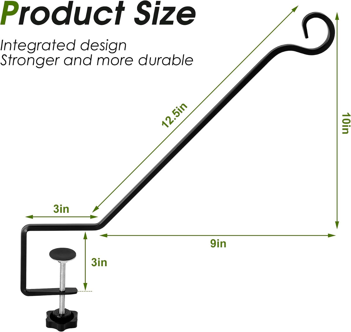 4 Pcs Deck Bird Feeder Hanger for Railing-12.5 Inch Deck Railing Plant Hanger with Non Slip Clamp-Deck Rail Planter