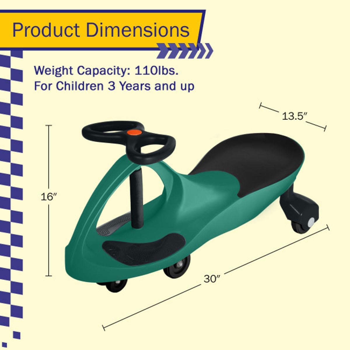 Wiggle Car Ride On Toy - No Batteries, Gears or Pedals - Twist, Swivel, Go - Outdoor Ride Ons for Kids 3 Years and Up
