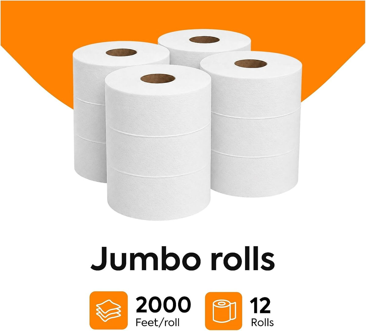 Professional Jumbo Toilet Paper, 1-Ply, White, 12 Rolls