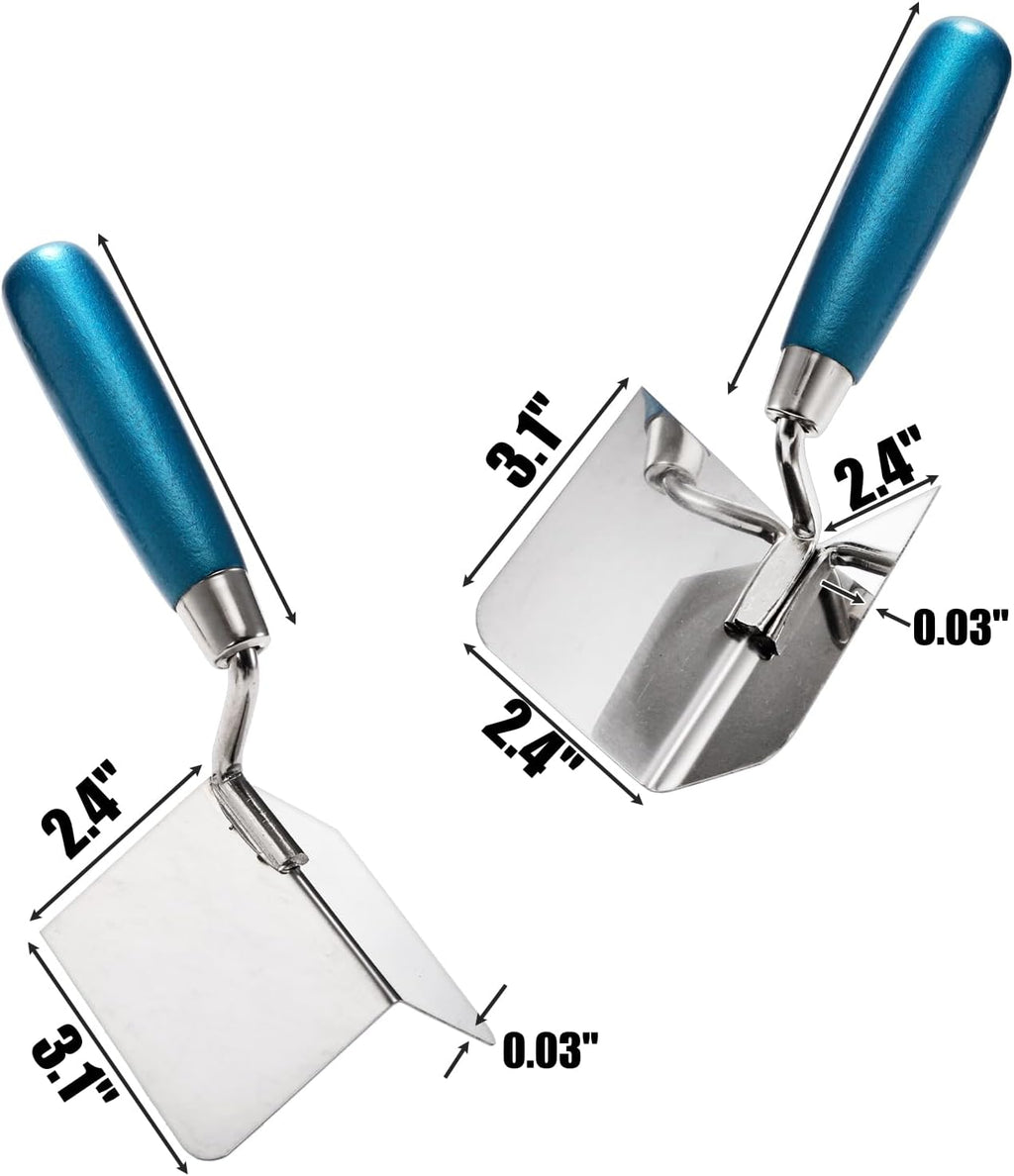 2 Pieces Drywall Corner Tool Set, Inside and Outside Corner Knife, Stainless Steel Corner Trowel, Concrete Finishing