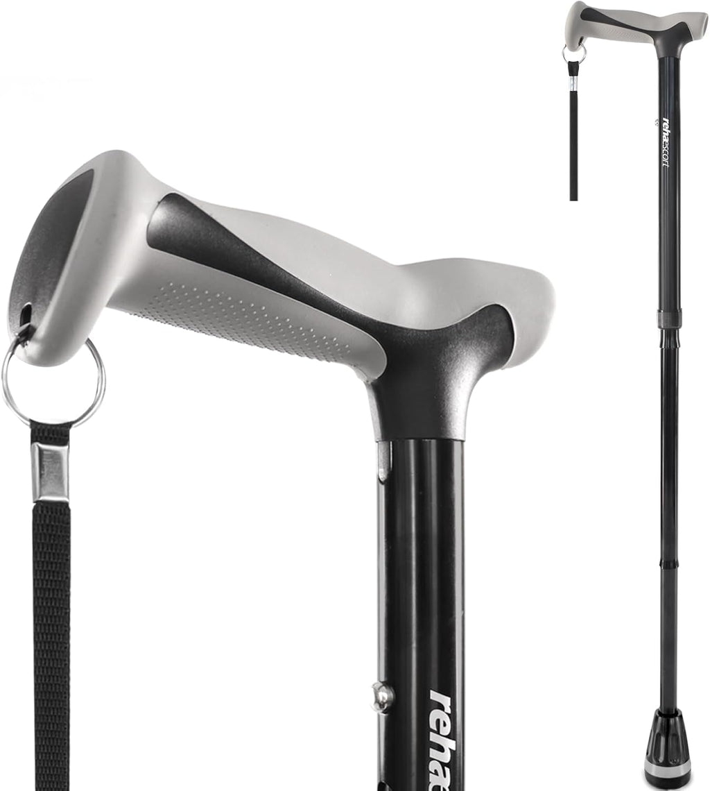 Walking Cane, Folding, Adjustable, Lightweight, Walking Canes for Men & Women, Soft Ergonomic Handle, Heavy Duty All