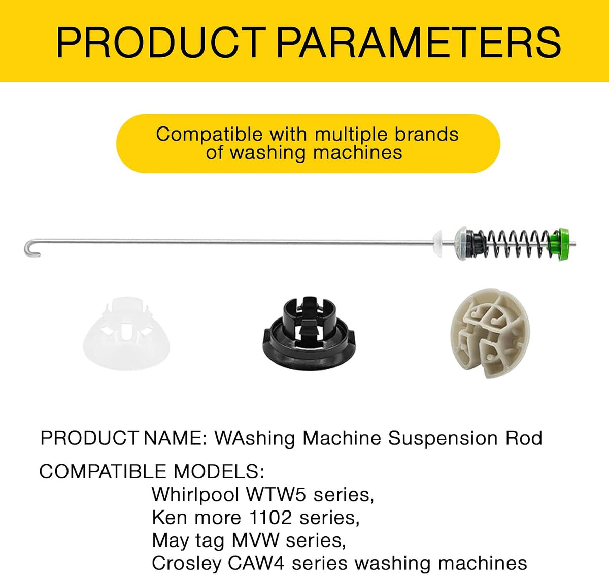 Upgraded W11130362 WTW5000DW1 WTW5000DW3 MVW4505MW0 Washer Damper Suspension Rods, 4-Pack Replacement for MVWX655DW0 MVWX655DW1 MVWX655DW2 MVWC565FW0 MVWC565FW1 MVWC565FW2 (59cm/23.4in)