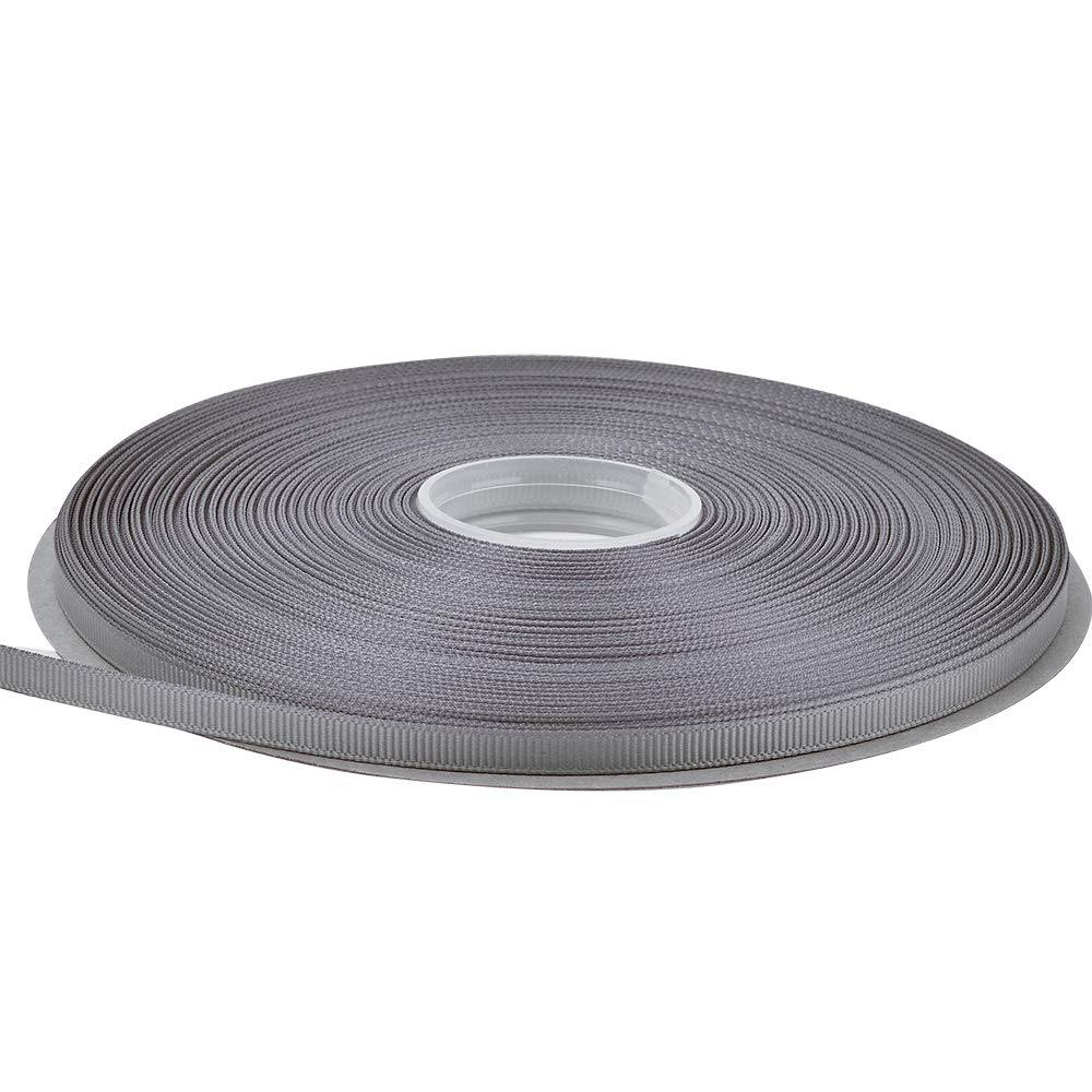 Silver Grosgrain Ribbon, 1/4 Inch Continuous 50 Yards