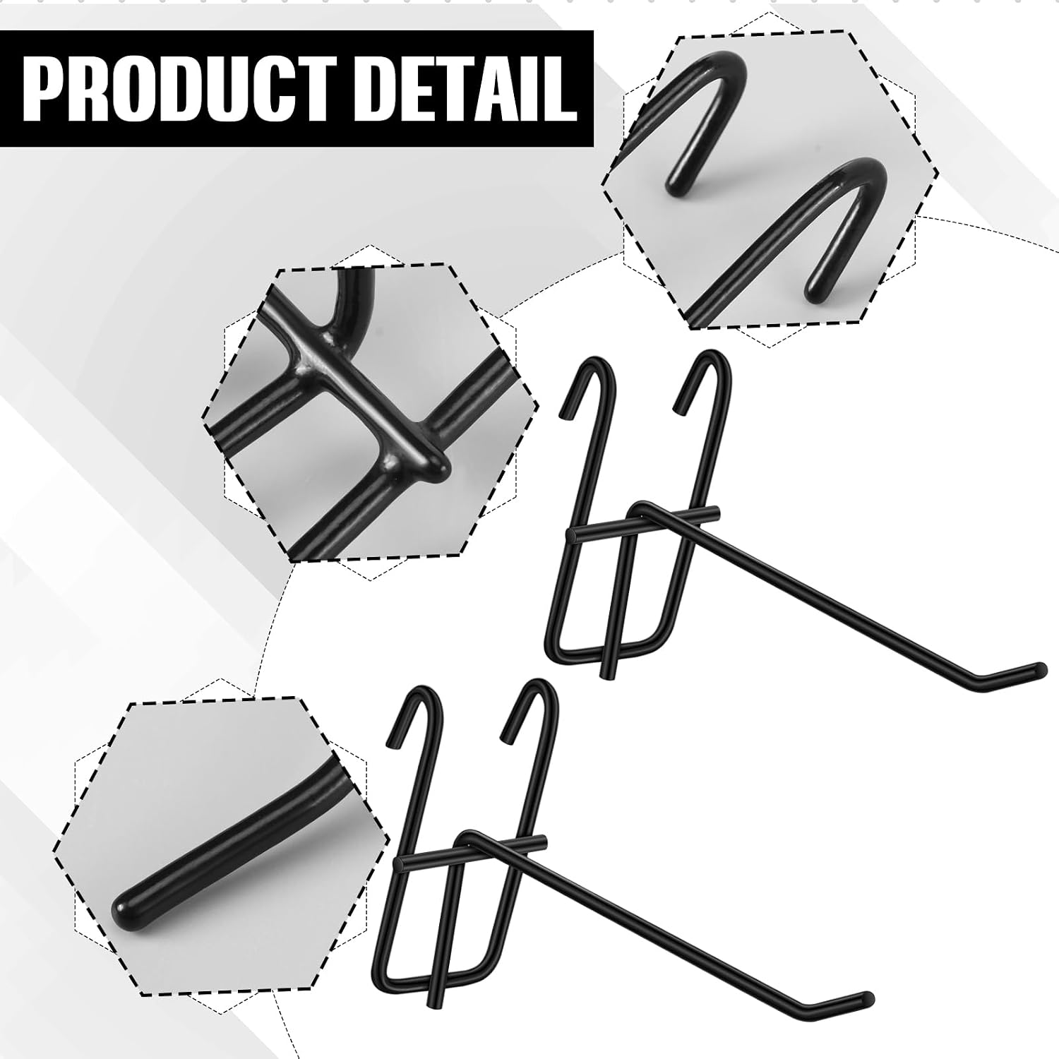 25 Pack Grid Wall Hooks, 6 Inch Black Gridwall Hanger | Metal Build for Retail Craft Displays, Fits Gridwall Panels