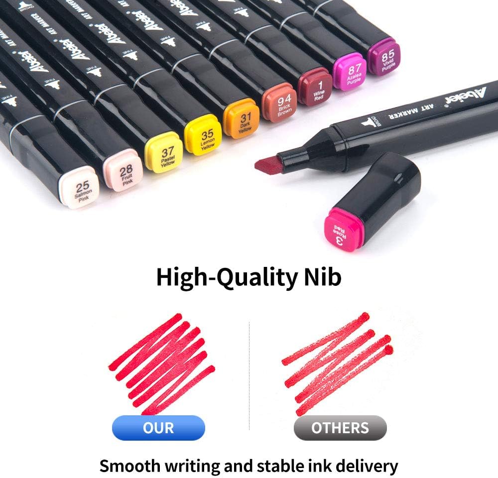 80 Colors Alcohol Based Markers, Dual Tip Drawing Markers Set, plus 1 Colorless Blender Pen, Permanent Sketch