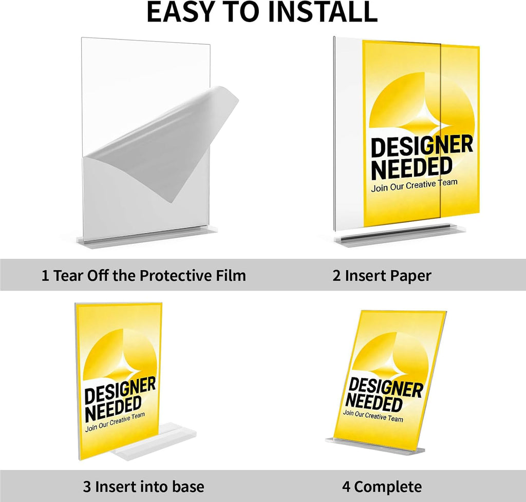 5x7 Acrylic Sign Holder for Table Top, Poster Holder, QR Code Stand Sign Holder(3pack)