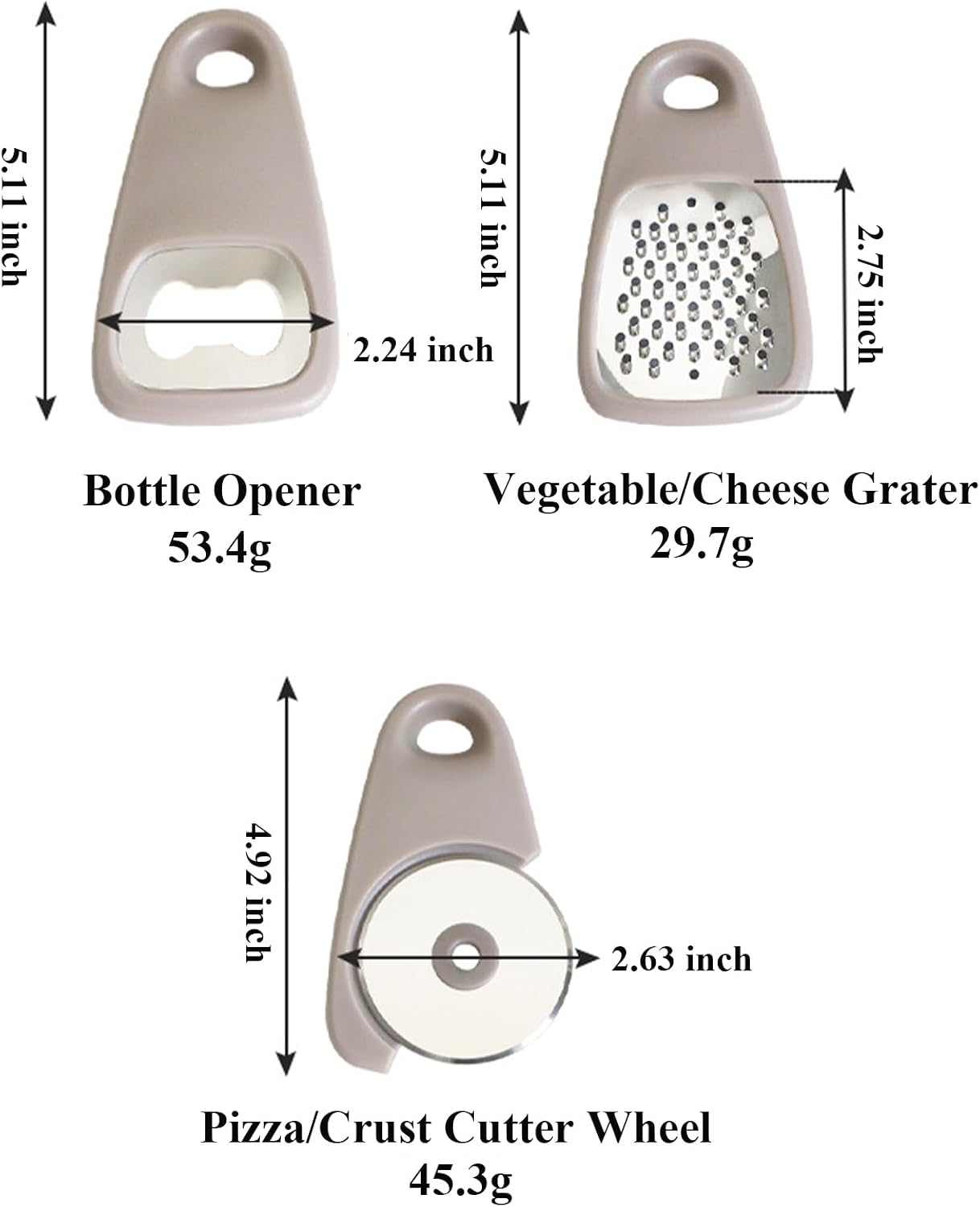 Kitchen Gadgets Set 5 Pieces, Space Saving Cooking Tools Kitchen Accessories-Garlic/Ginger Grinder, Cheese Grater