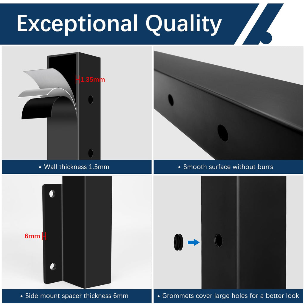4 Pack Side Mount Cable Railing Post for 42" Railing System (Post Body 48"), Level Drilled Space-Saving Fascia Mount
