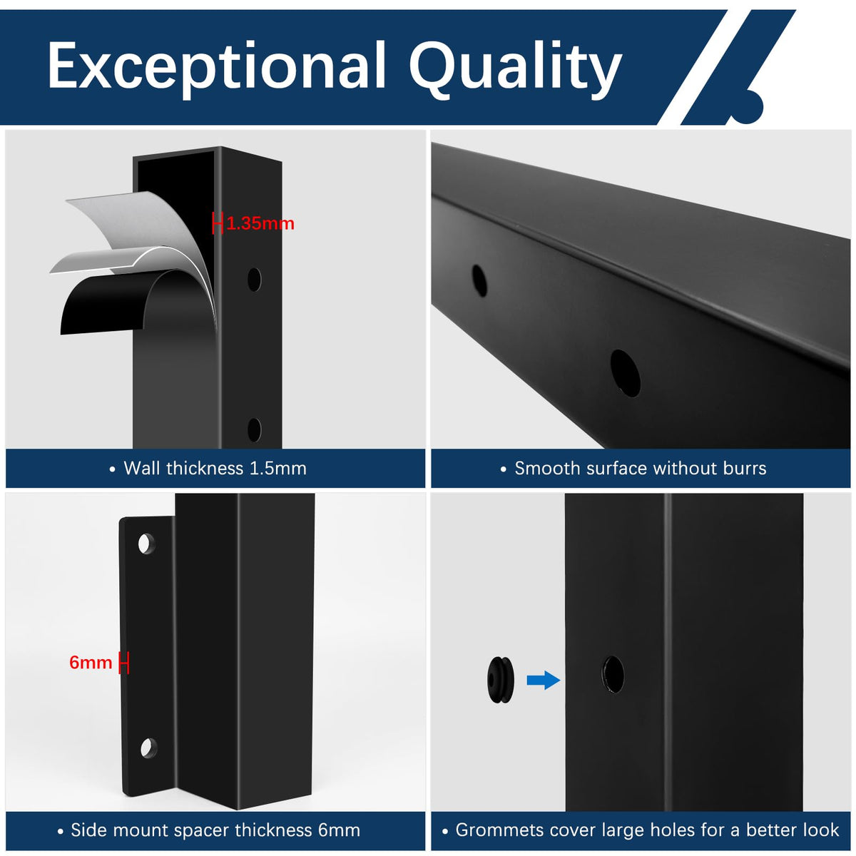 4 Pack Side Mount Cable Railing Post for 42" Railing System (Post Body 48"), Level Drilled Space-Saving Fascia Mount