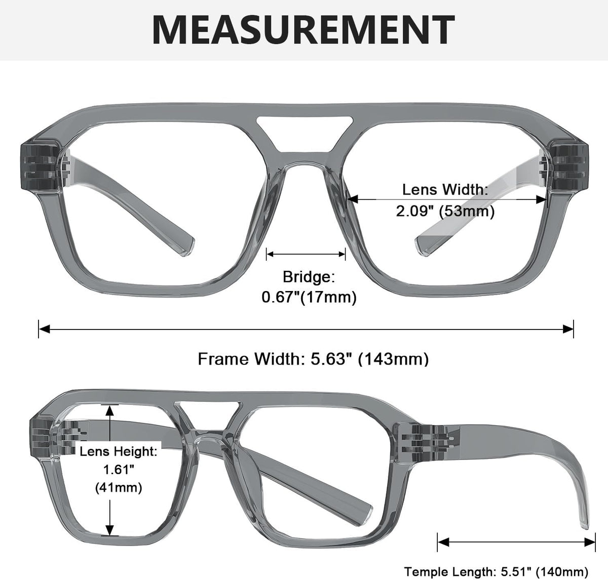 Eyekepper Blue Light Glasses Men Women, Pilot Grey Eyeglasses
