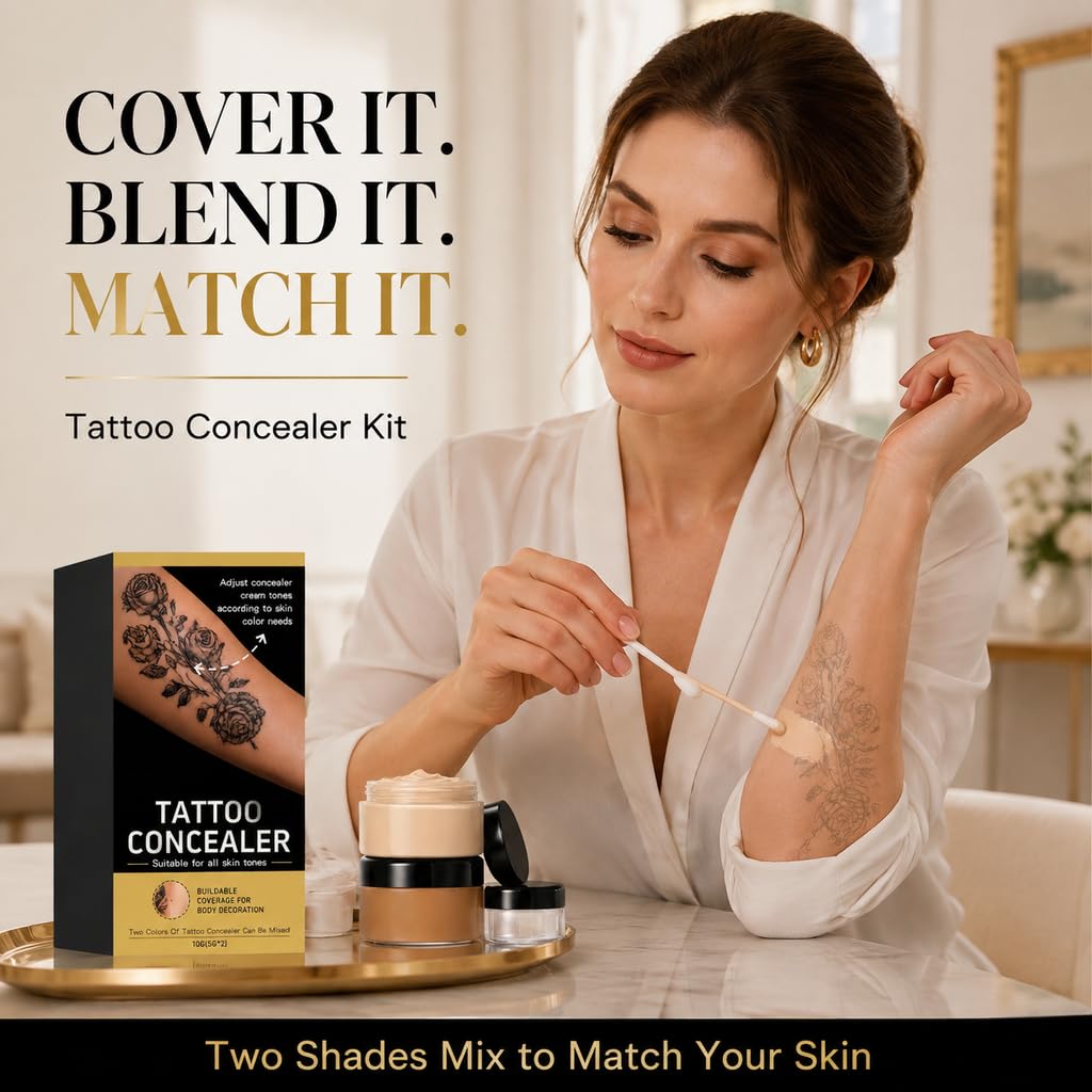 Tattoo Cover Up Makeup, Invisible & Natural Skin Concealer Set